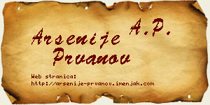 Arsenije Prvanov vizit kartica